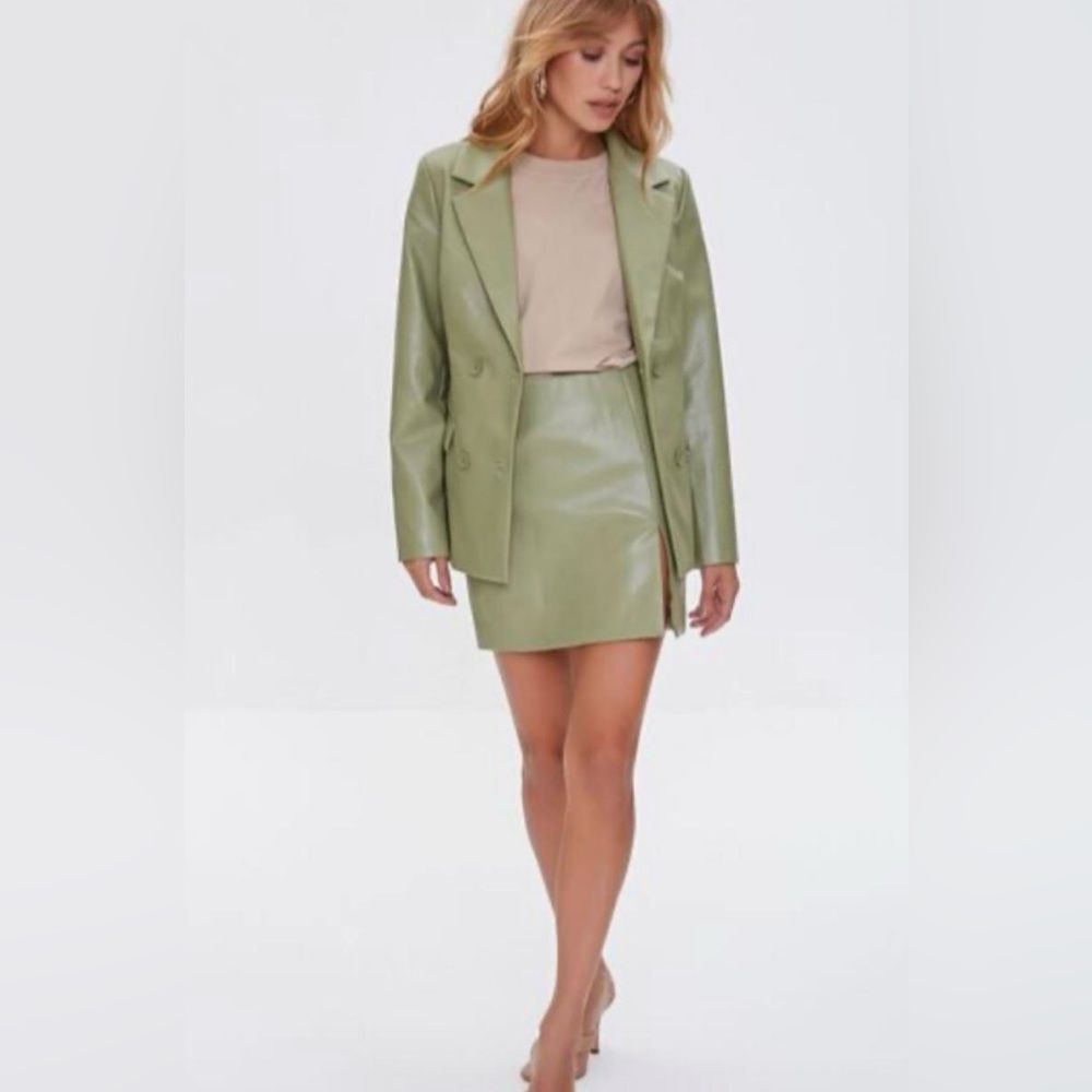 Forever 21 Green Blazer Jacket Modern Structured Fit